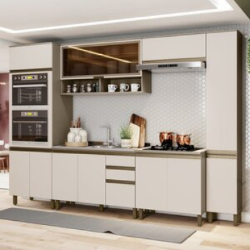 Cozinha Completa 6 Peças Para Forno Embutir E Cooktop 12 Portas Aurora Espresso Móveis Duna/cristal
